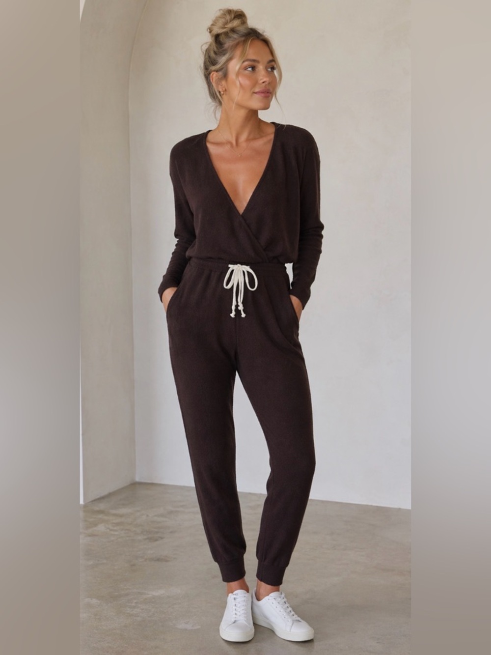 NWT Theo & Spence Yummy one piece jumpsuit. Chocolate brown, women’s size small.
